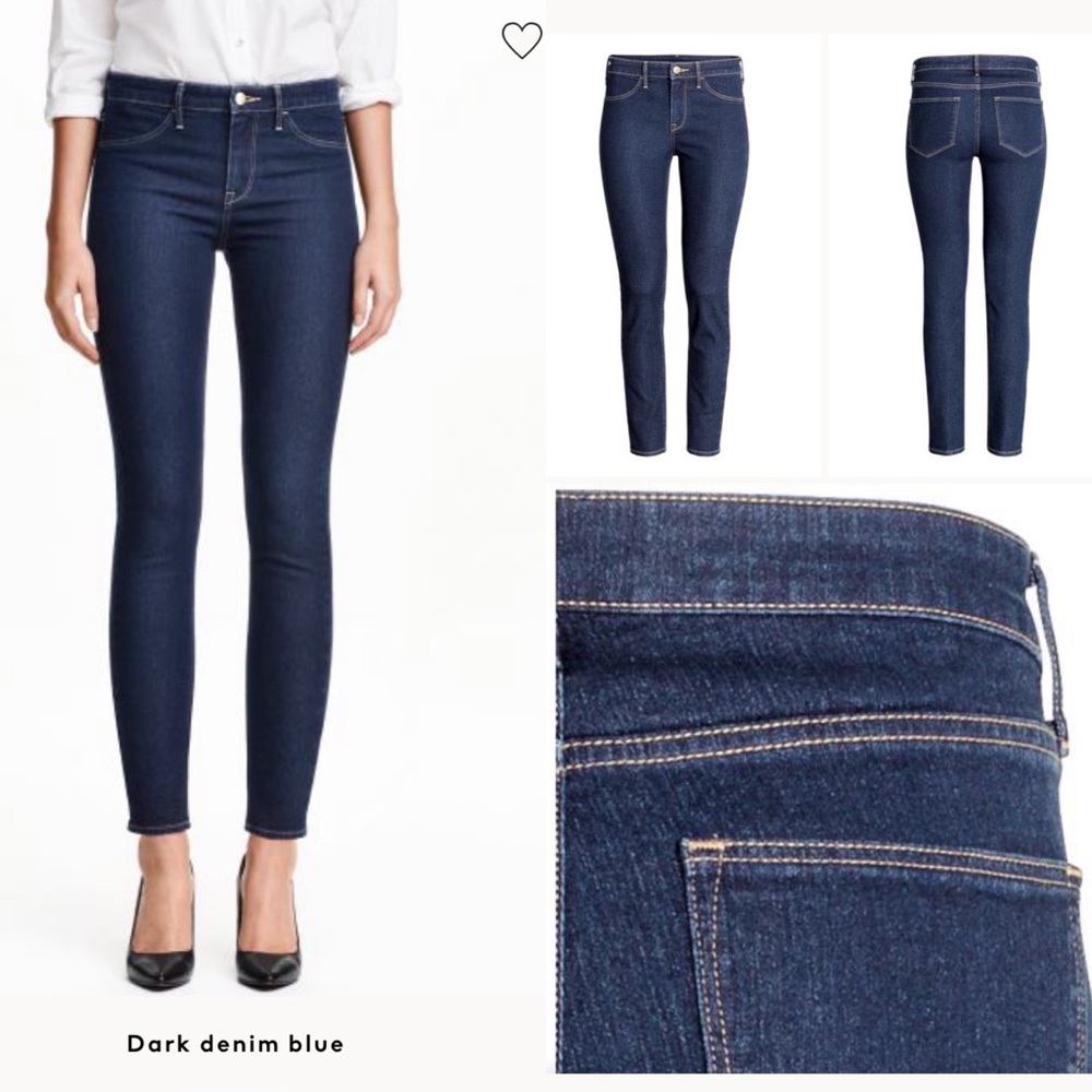 H&M Ankle-length Jeans Dark Wash Denim High Rise New 27 4 Skinny Slim